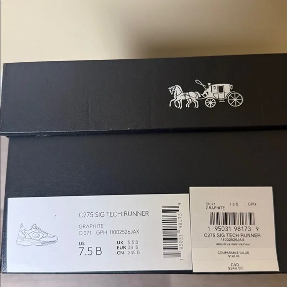 ❌SOLD❌COACH C275 SIGNATURE Tech Runner Graphite Women’s Sneakers 7.5B - Picture 7 of 7